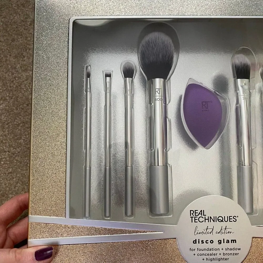 Real Techniques Disco Glam Brush Set Makeup Brushes Make Up Face Skin MUA NEW